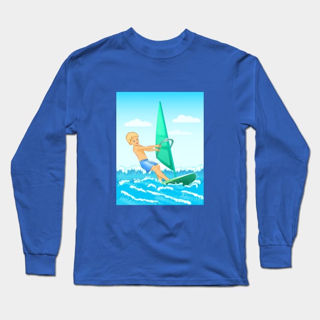 Surfer Boy Long Sleeve T-Shirt by designbek